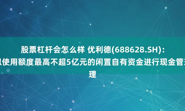 股票杠杆会怎么样 优利德(688628.SH)：拟使用额度最高不超5亿元的闲置自有资金进行现金管理