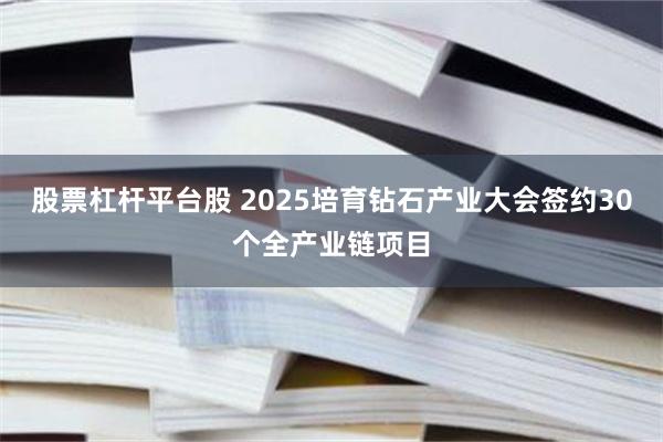 股票杠杆平台股 2025培育钻石产业大会签约30个全产业链项目